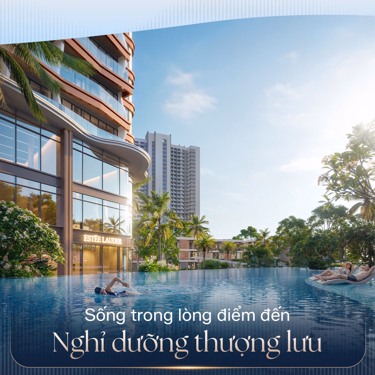 Hồ bơi vô cực tại khu căn hộ Alora Nha Trang với tầm nhìn ra biển
